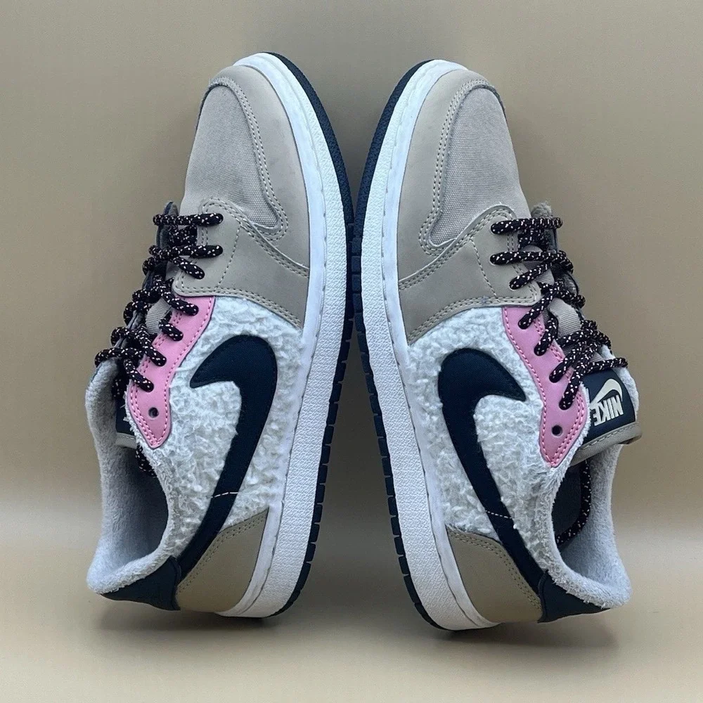 Nike Air Jordan 1 Low SE Fleece Beige‎ Pink Retro Shoes - Women's Size 6 USED